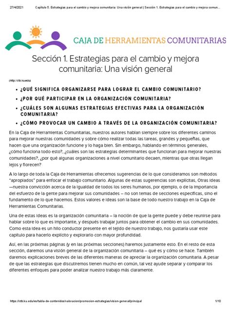 Capítulo 5. Estrategias para el cambio y mejora comunitaria: Una visión.